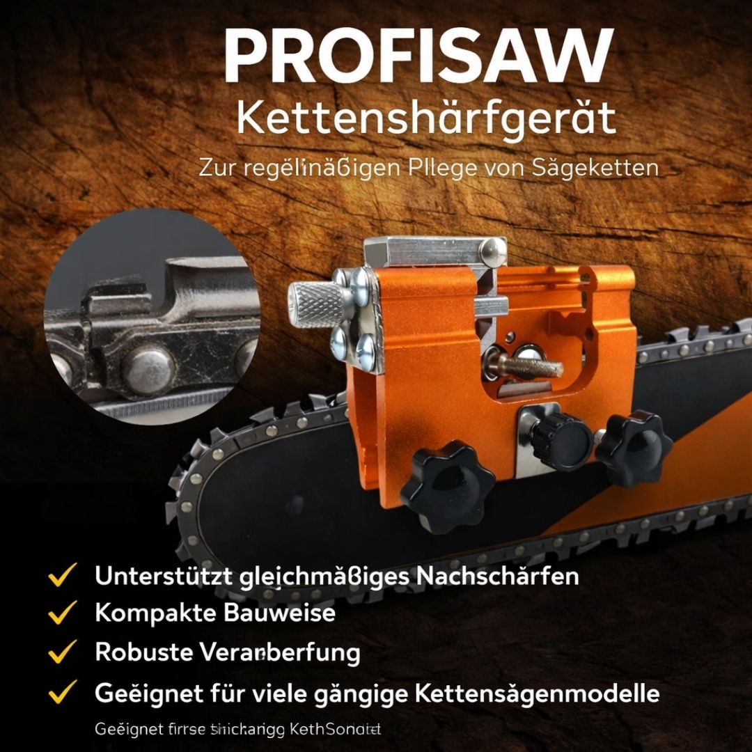 ProfiSaw Chainsaw Sharpener - Compact Sharpening Tool for Many Chainsaws